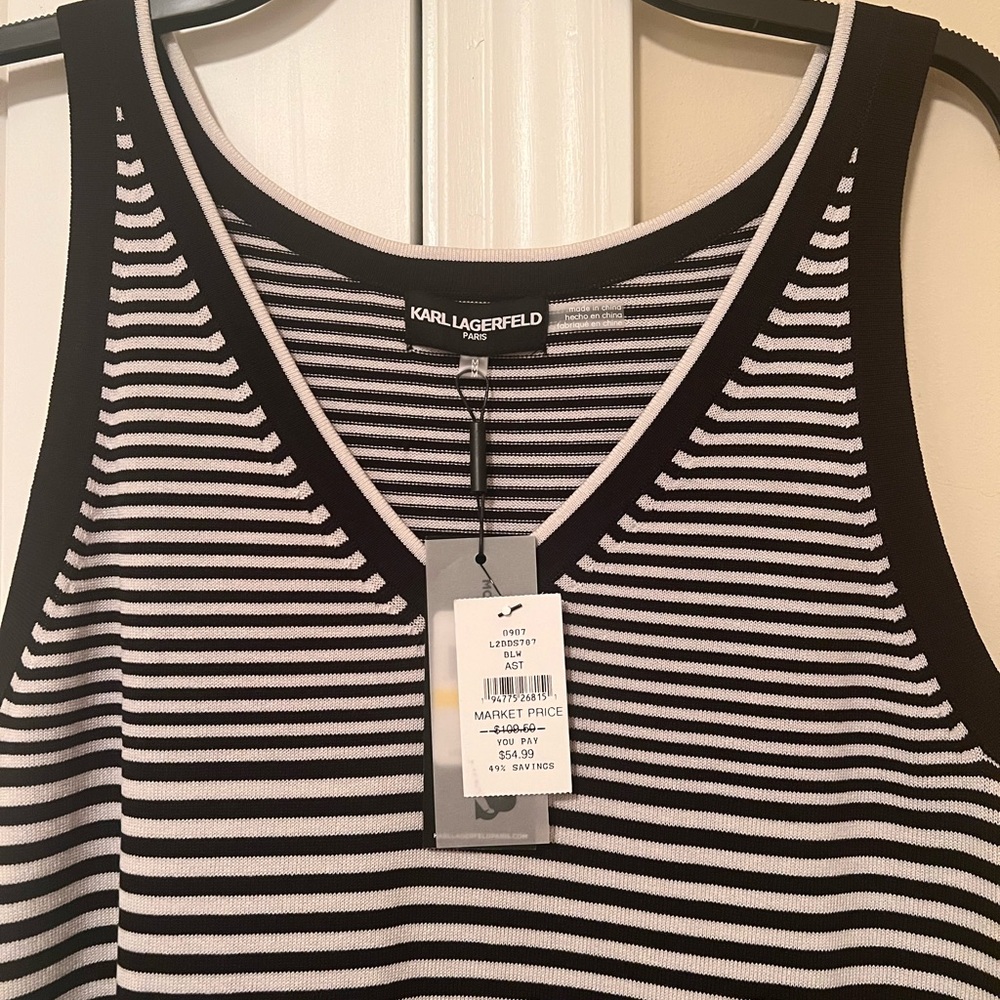Karl Lagerfeld Black and White Striped Tank Dress